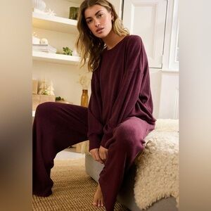 Women’s Lounge Rib Knit Lightweight Super Soft Sweater Pajama Long Sleeve Top